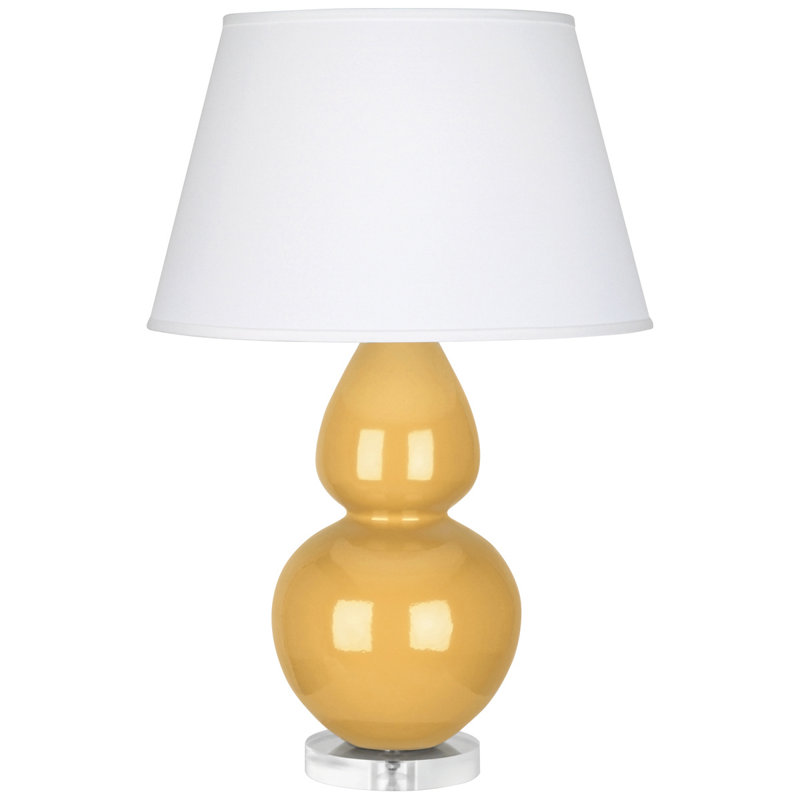Lampe de table double gourde 30 po, Jaune coucher de soleil / argent, Perle