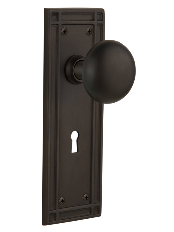Mission Plate with Decorative Keyhole and New York Door Knob, Oil-Rubbed Bronze