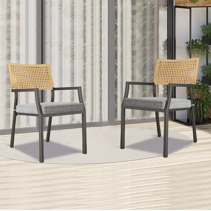 Fauteuil en acier tressé avec coussin Aiden, 2