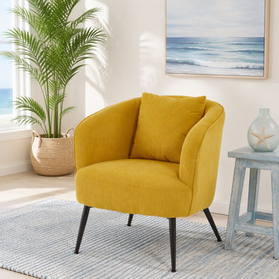Fauteuil d'appoint avec coussin, fauteuil rembourré avec pieds en métal, fauteuil demi-tonneau pour le salon, la chambre à coucher