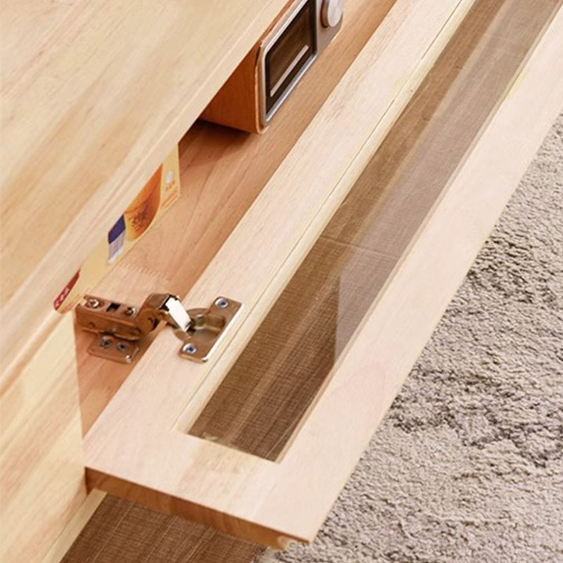 Meuble télé en bois massif, Burlywood, H 15,75 po x L 62,99 po x l 9,45 po