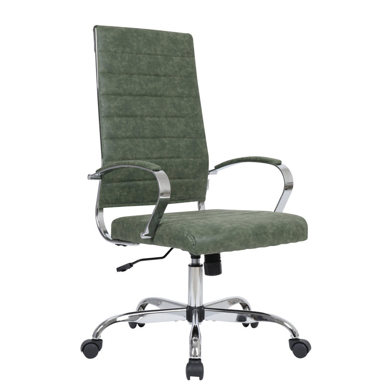 Fauteuil de direction en cuir Mulkey, Vert