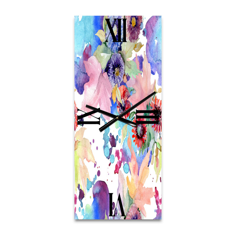Horloge murale Vibrant Wild Spring Leaves Wildflowers, Grand