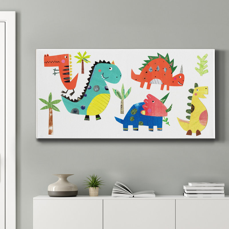 Dino Party - Impression sur toile tendue, H 40 po x l 20 po x P 1,5 po