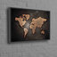 Modern World Map Canvas Wall Art for Classroom or School with Copper Printed Abstract Design