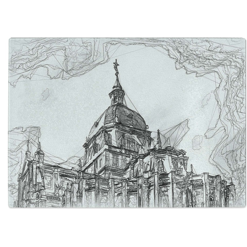 Tempered Glass Almudena Cathedral in Madrid Spain Chopping Board, 39 cm W x 28.5 cm L