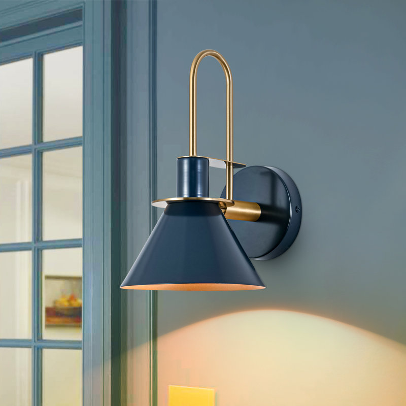 Jacoline 1-Light Dimmable Iron Armed Sconce, Blue