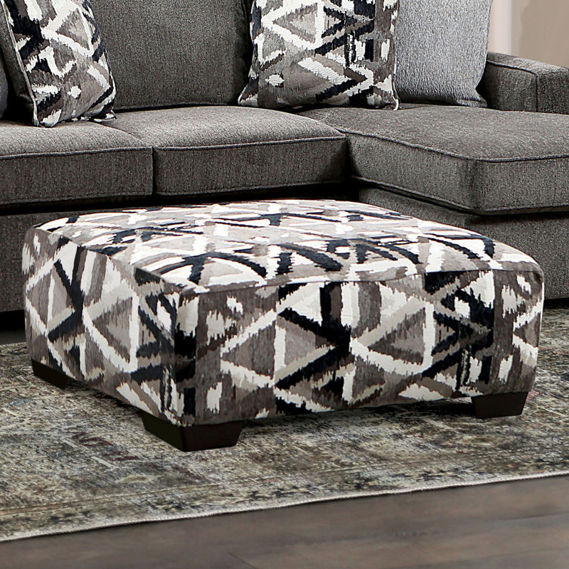 Repose-pieds carré de style contemporain, Brun / Gris