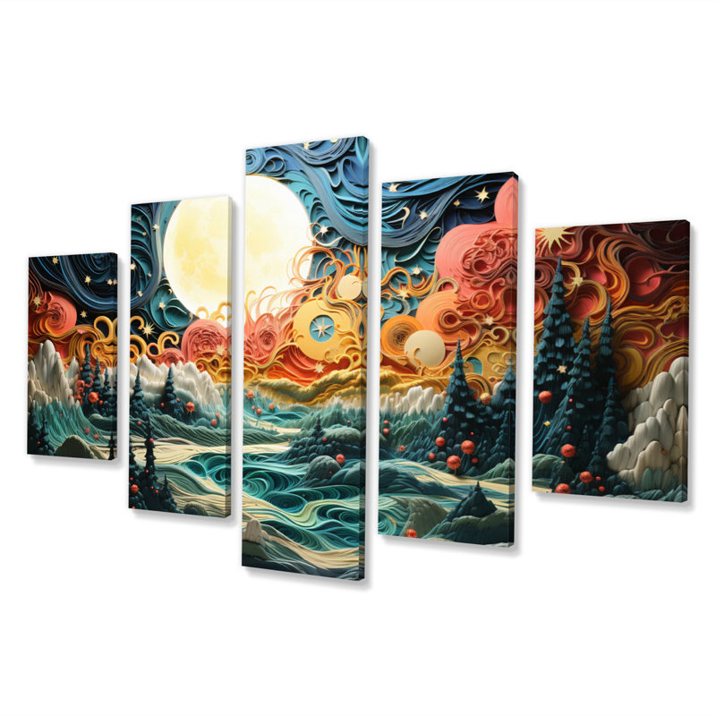 Pluton Uranus planète Utopia II - reproduction d'art mural Pluton - 5 panneaux