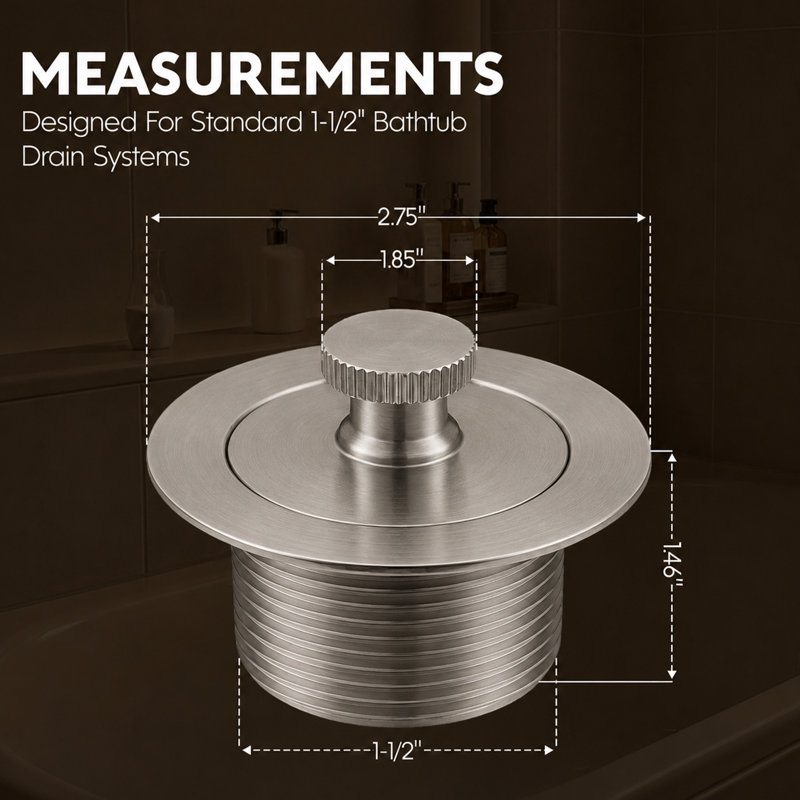 Bouchon de bonde SUPPLYGIANT Lift and Turn, ensemble de drain de baignoire 1-1 / 2, finition nickelée, Plaqué nickel