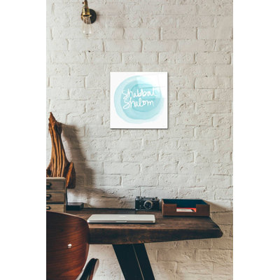 «Shabbat Shalom Blue» par Linda Woods, art mural en verre acrylique