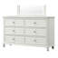 Commode avec miroir, style transitionnel côtier, blanc antique, assemblage à queue d'aronde, poignées rondes, mobilier de chambre