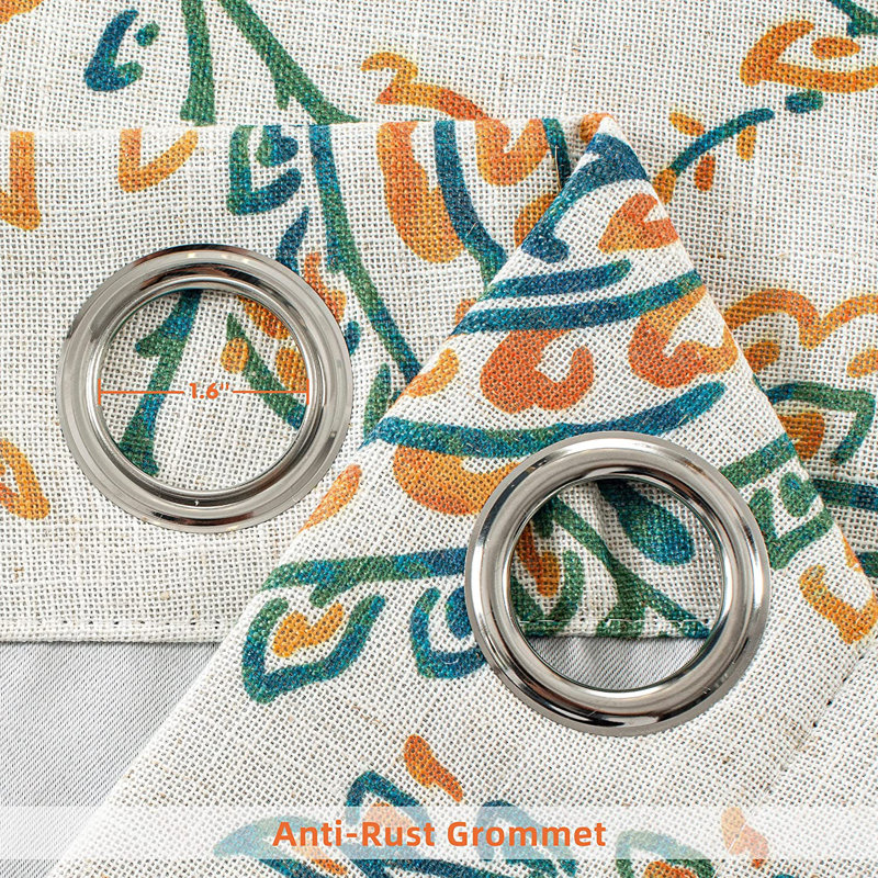 Kamsy Linen Curtain, Orange/Sage