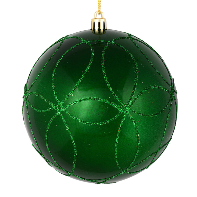 Ornement boule bonbon avec cercle scintillant, Vert