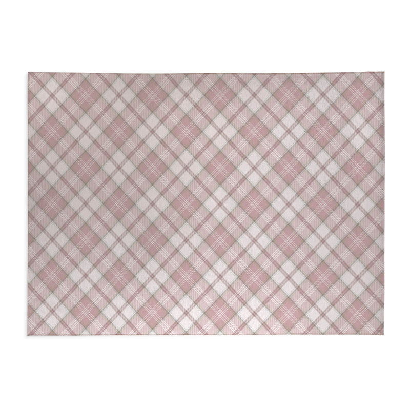 Diamond Plaid Kids Play Mat, Rectangle 36" x 60", Pink