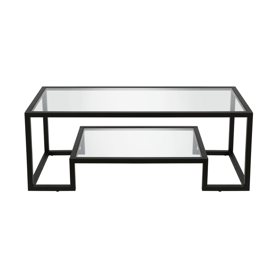 Athena Glass Top Coffee Table Willa Arlo™ Interiors Table Base Color: Blackened Bronze Size: 17" H x 54" L x 24" W