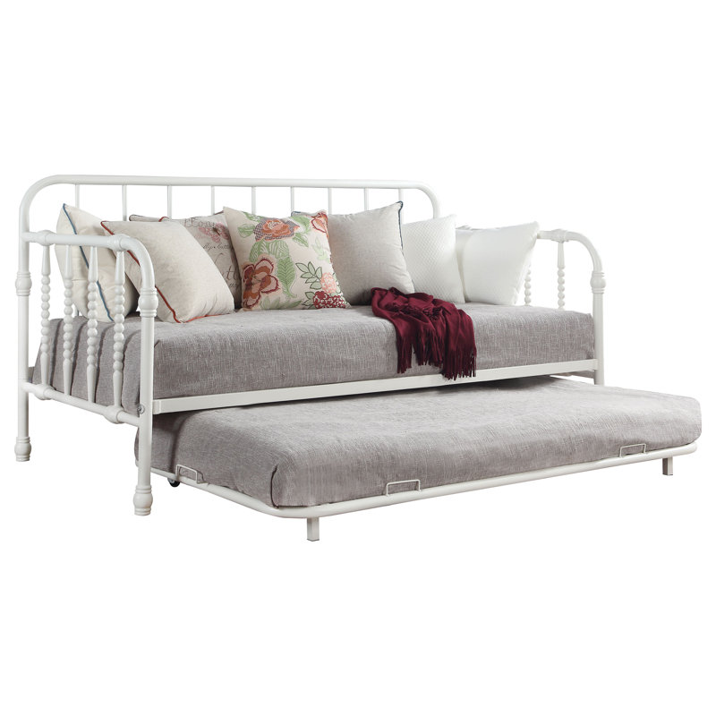 Lit de jour simple en gigogne en acier Fraire, White