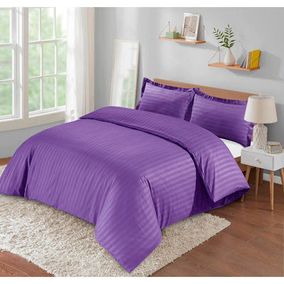 Neacsu Microfiber Striped Duvet Cover Set with Pillowcases
