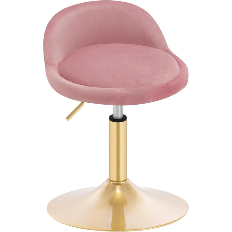 Aieden Upholstered Adjustable Height Counter Stool with Metal Frame, Antique Pink/Pink