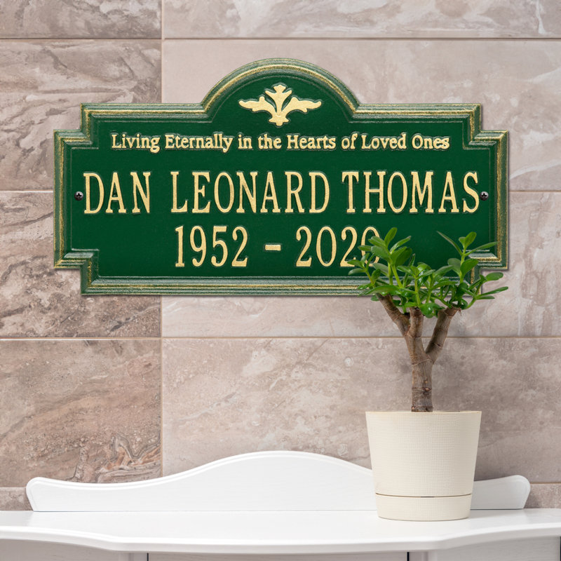 Arlington 'Living Eternally' Memorial Plaque, Yes, Green/Gold