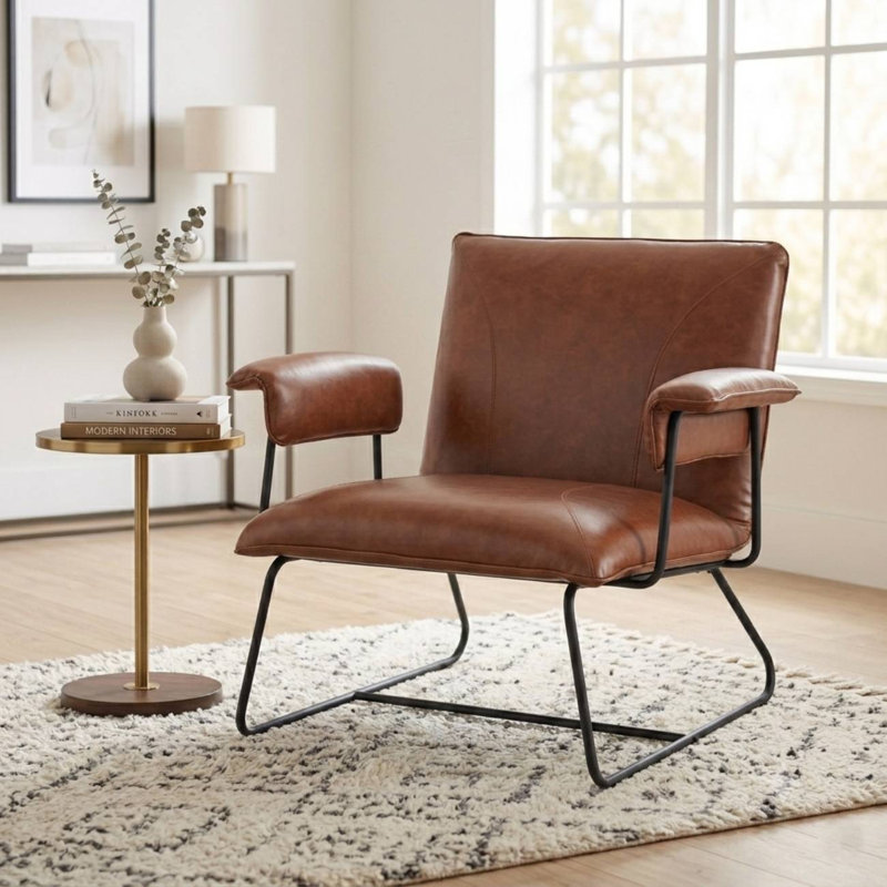 Fauteuil Klara, Similicuir brun