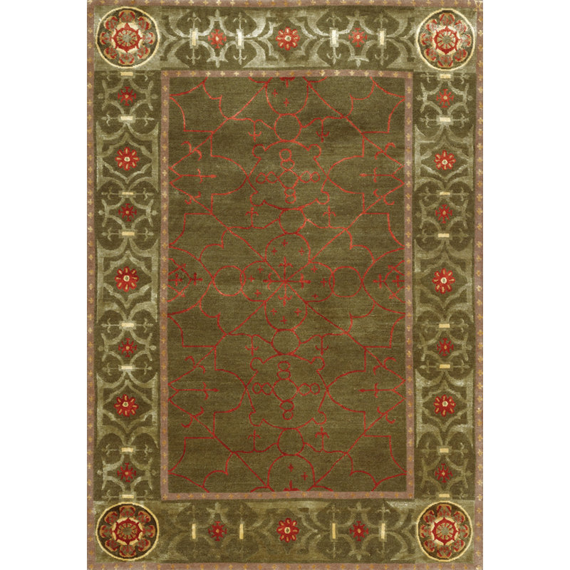 Castile Geometric Area Rug in Brown/Green/Copper, Rectangle 12' x 16'