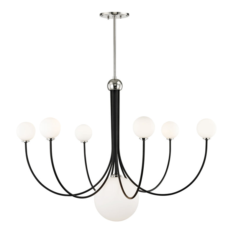  Lustre classique / traditionnel 7 lumières à abat-jour, Nickel poli / Noir