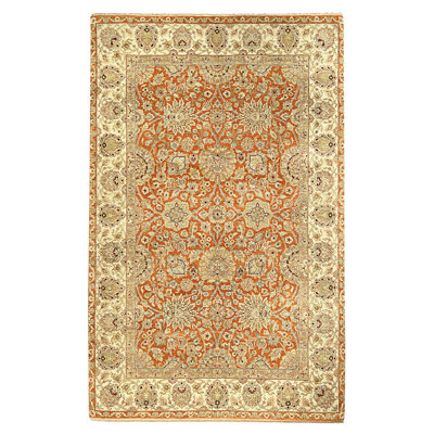 High-Quality Hand-Knotted Rust And Cream Area Rug