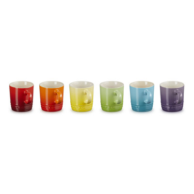 Le Creuset Stoneware Set of 6 Rainbow Espresso Mugs