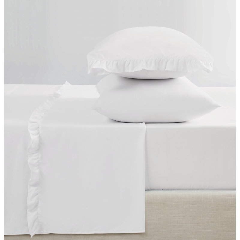 Truly Soft Solid Ruffle Sheet Set, White, Full