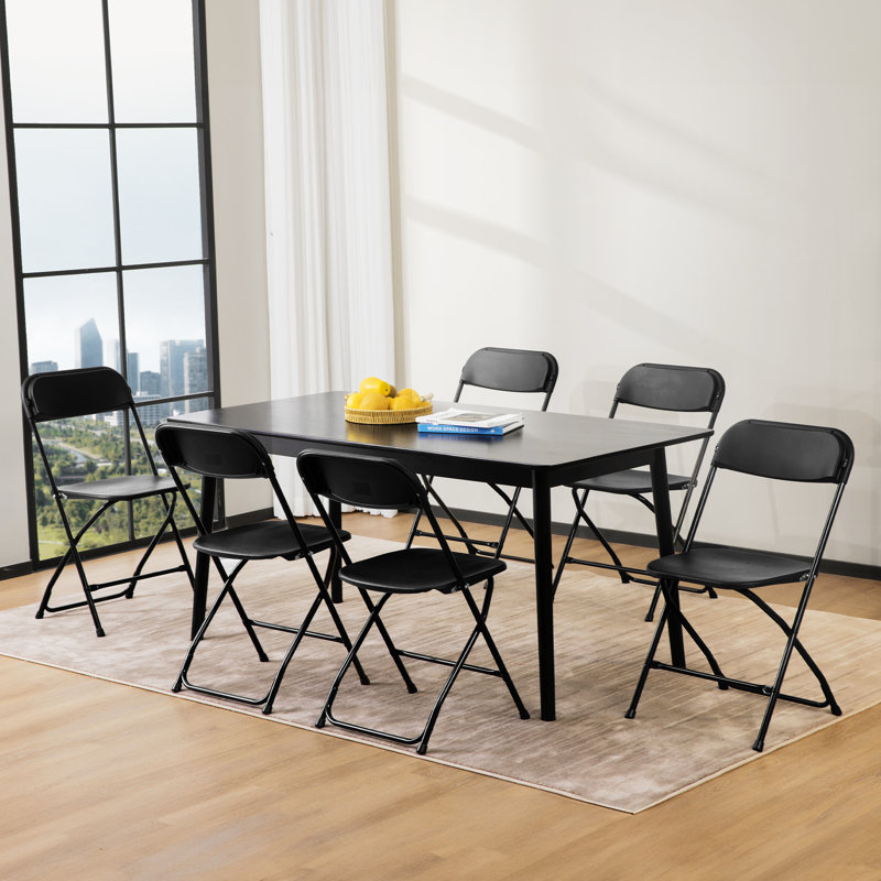 Ensemble de chaises pliantes empilables en plastique / résine (ensemble de 6), Noir, 10