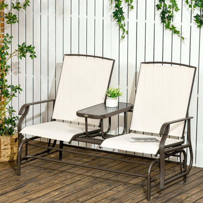Banc oscillant d'extérieur avec table centrale Outsunny