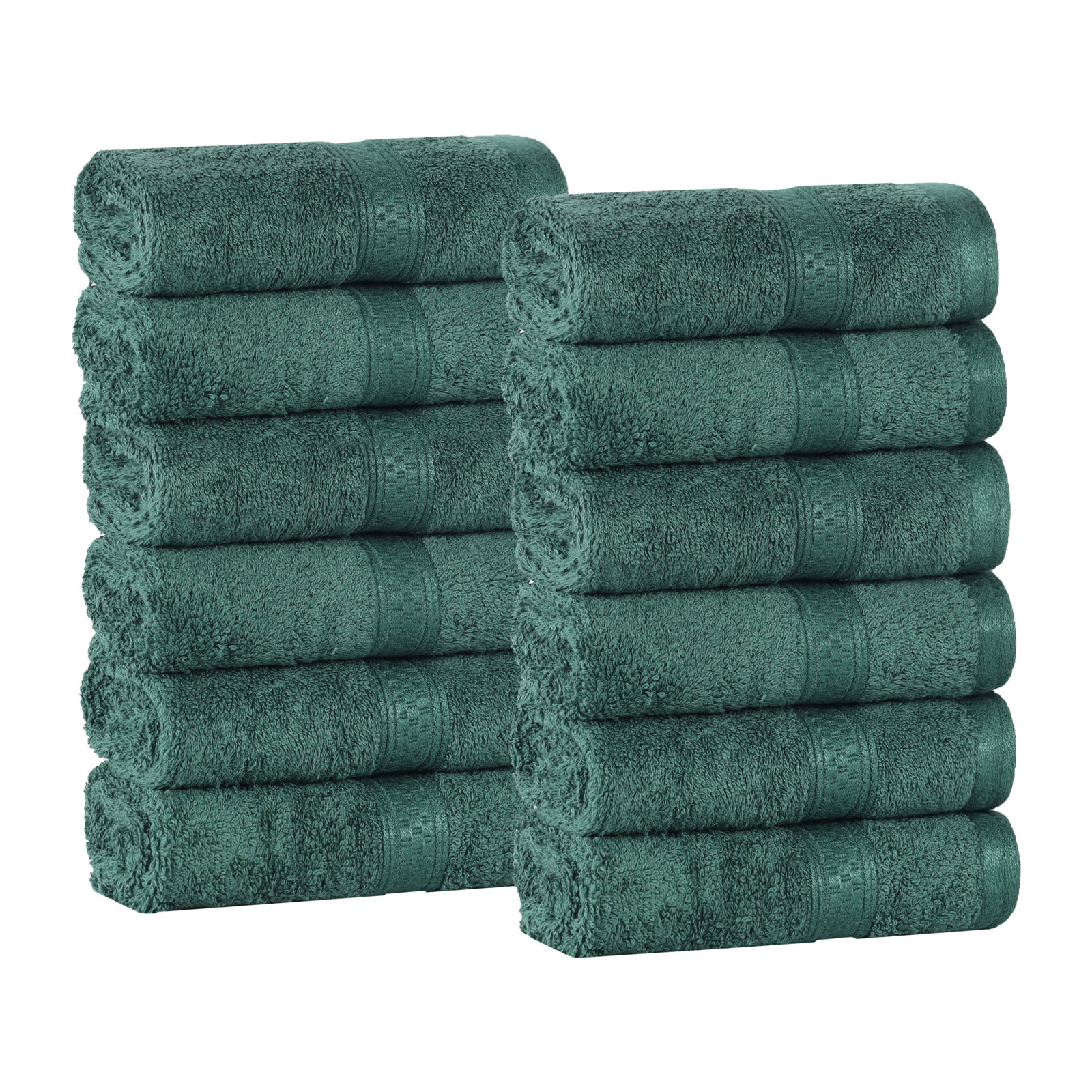 Nolhan 12 Piece Rayon from Bamboo Washcloth Towel Set, Hunter Green