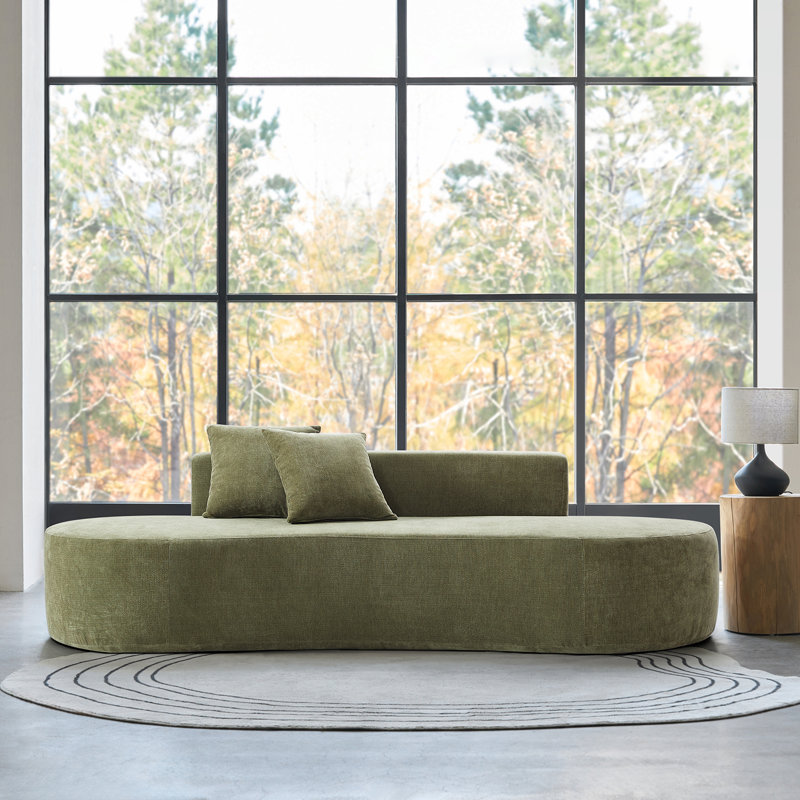 Nerio Boneless Modern 94" Compression High-Density Foam Sofa with 2 Pillows, Olive