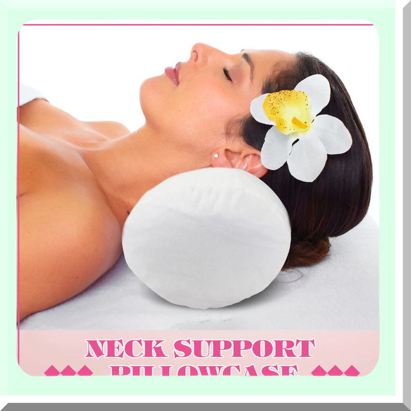 OrthoComfort Cervical Pillowcase Set - Zippered Round Neck Roll Cover for Soft Bolster Cylinder Cushion - White Pack of 2