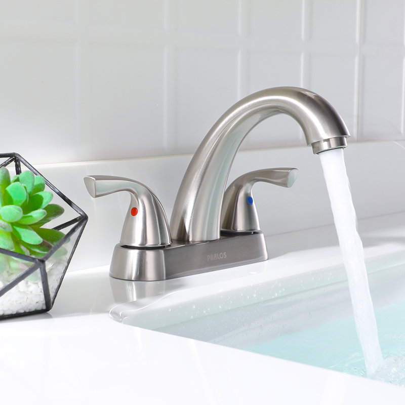 Centerset 2-handle Bathroom Faucet with Drain Assembly, Brushed Nickel