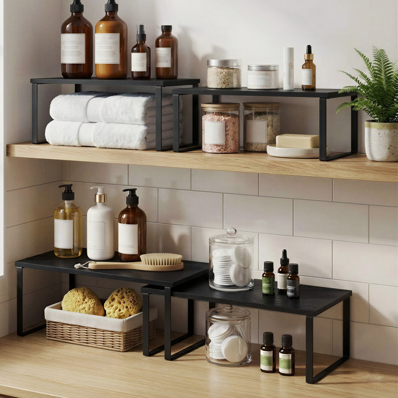 Ensemble de 2 organisateurs de tablettes extensibles, comptoir de cuisine et support à épices pour garde-manger et armoire