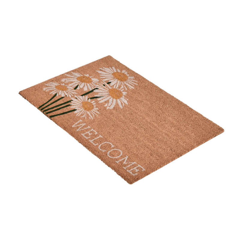 Daisy Welcome 24"x36" Doormat Choir Front and PVC Backing Ivory and Natural