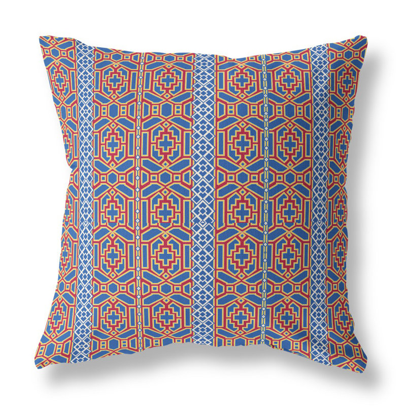 Coussin 18 po x 18 po Broadcloth, Bleu/rouge