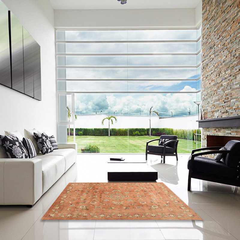 Tapis contemporain brun, Carré 5 pi