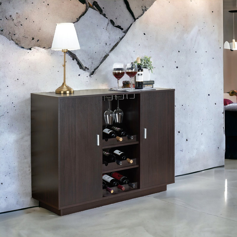 Armoire à vin 2 portes porte-bouteilles espresso