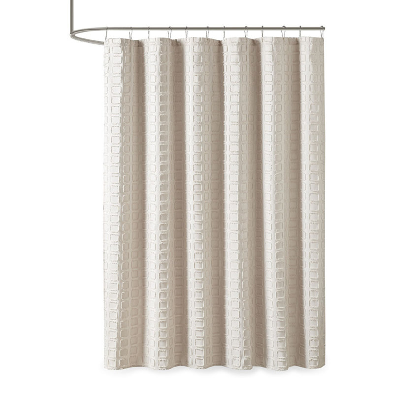 Woven Clipped Solid Shower Curtain, Sand