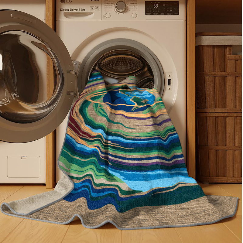 Machine Washable Space Brown Area Rug, Rectangle 5' x 8'
