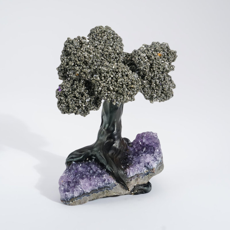 Medium - Pyrite Clustered Gemstone Tree on Amethyst Matrix (Tree of Confidence)