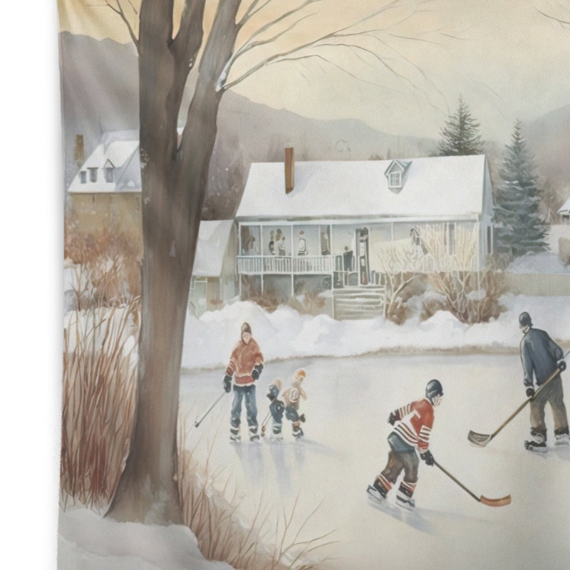 Polyester enfants jouant au hockey en hiver, H 50 po x l 60 po