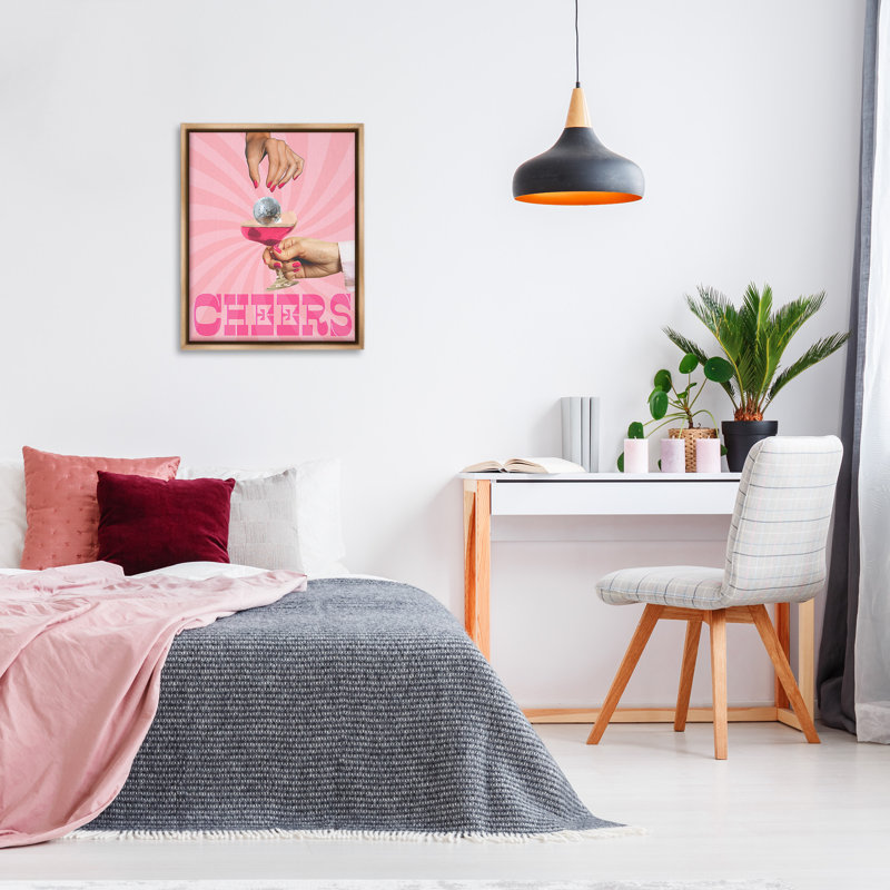 "Cheers Disco Drink Floater Frame" par Lil 'Rue sur toile, Cadre flottant orme Montalcino, H 31 po x l 25 po