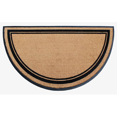 Jakyri Natural Coir & Rubber Half Round 36" x 72" Non-Slip Outdoor Doormat