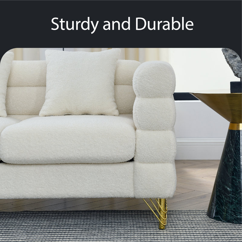 Myrle Upholstered 81'' Sofa, White Wool