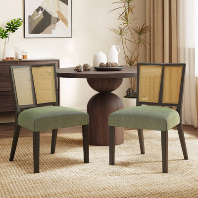 Ensemble de 2 chaises en rotin sans accoudoirs (brun foncé et vert)