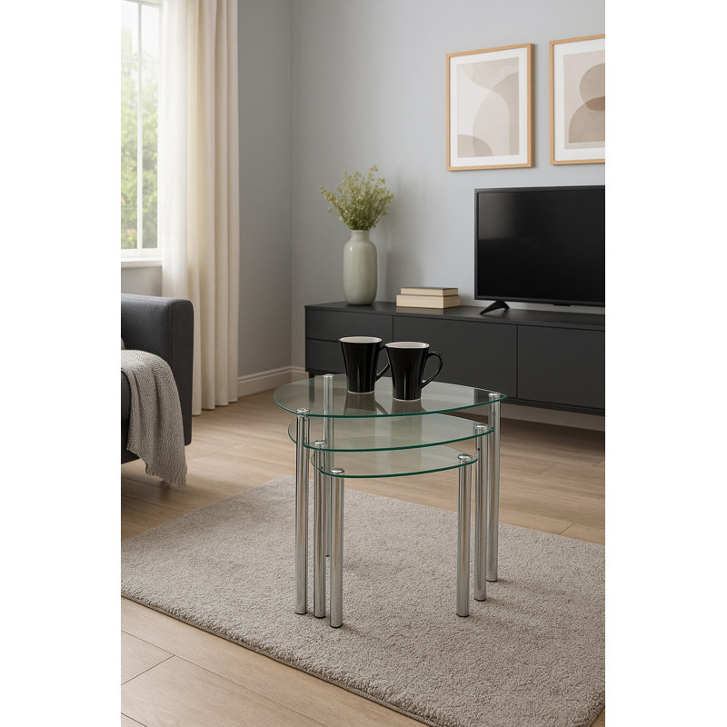 Glass Top Nesting Tables, Clear